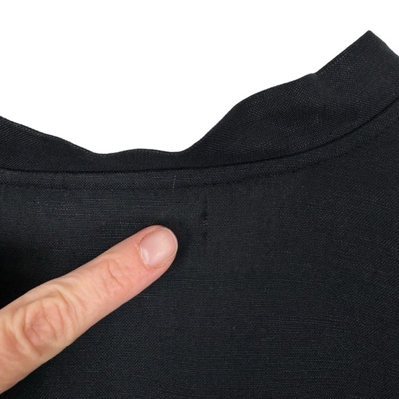 C.J. Banks Linen Blend Tie Neck Flutter Sleeve Blouse Black Size 3X - Picture 7 of 12